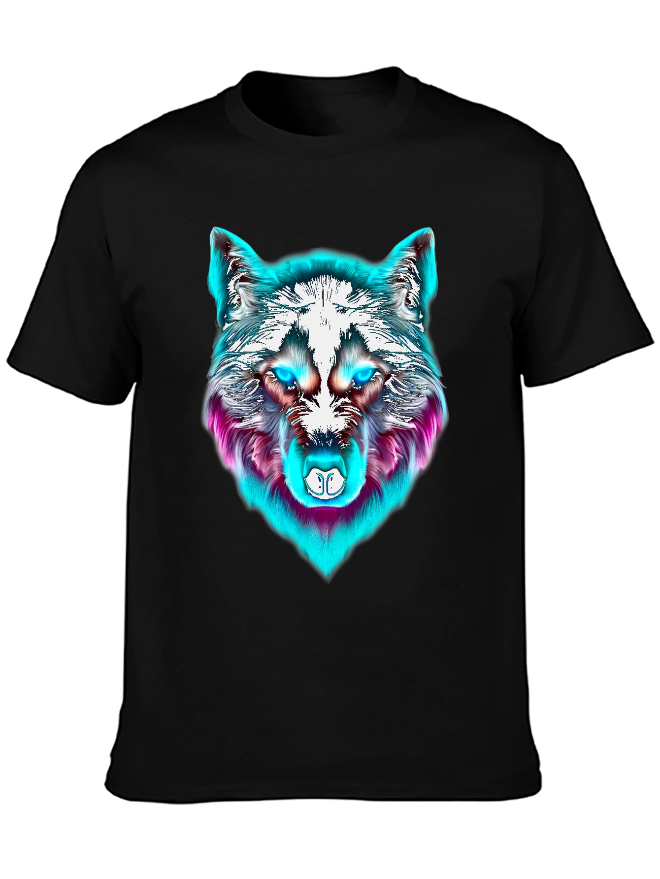 Neon Wolf Graphic Tee - Mens Black T-Shirt
