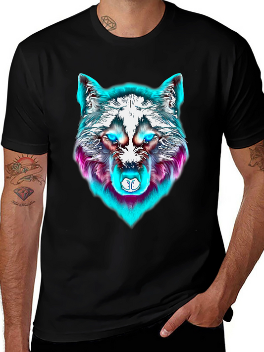 Neon Wolf Graphic Tee - Mens Black T-Shirt