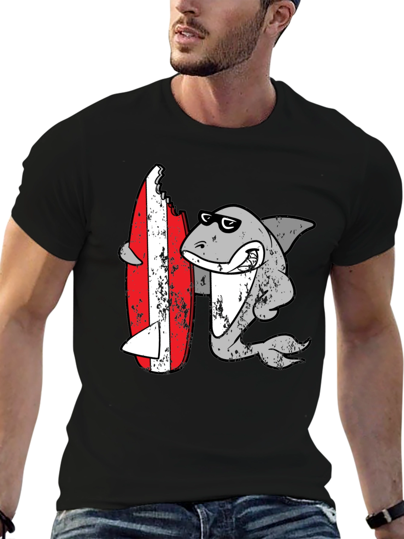 Shark Surfing T-Shirt - Fun Graphic Tee