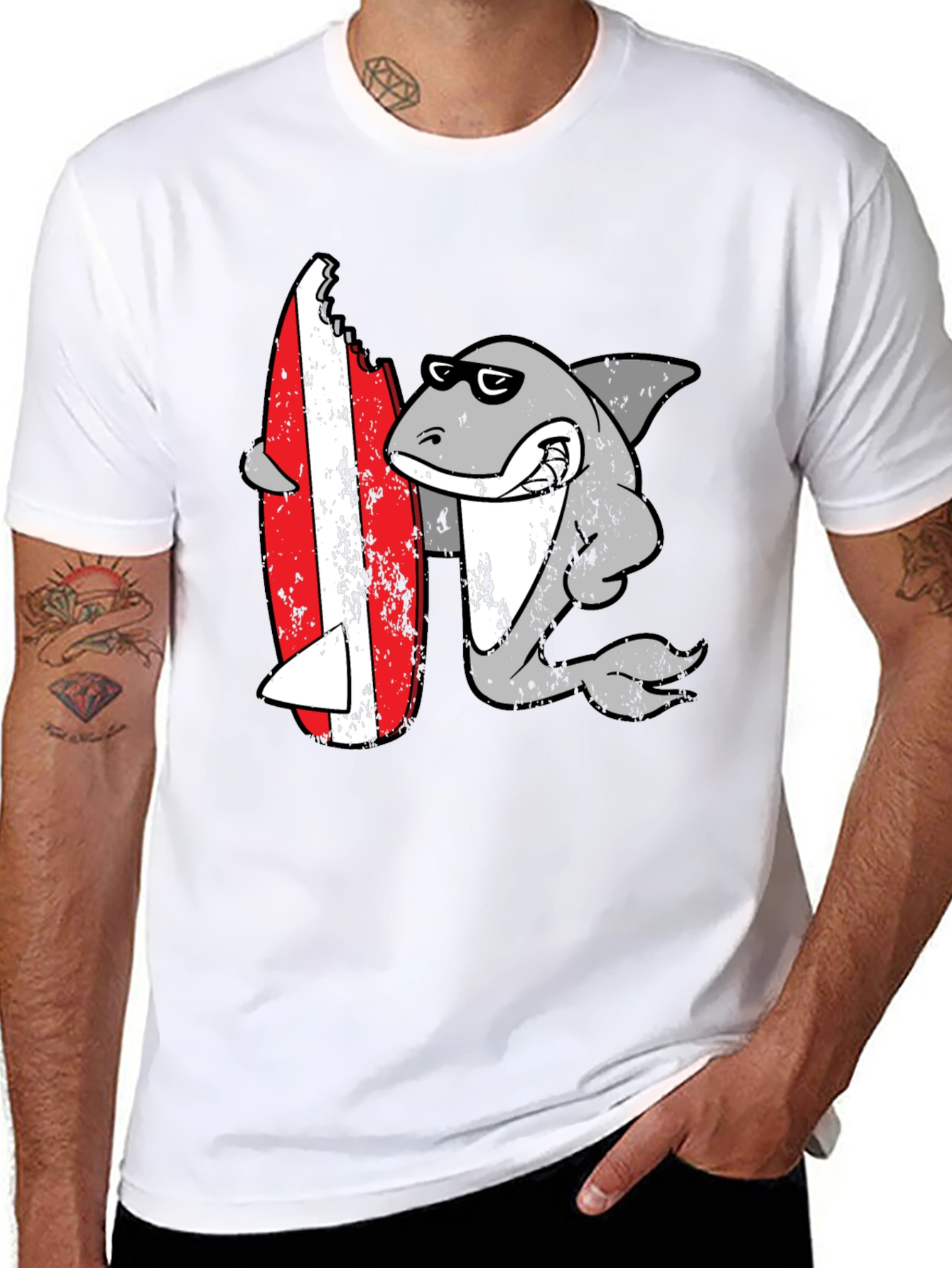 Shark Surfing T-Shirt - Fun Graphic Tee