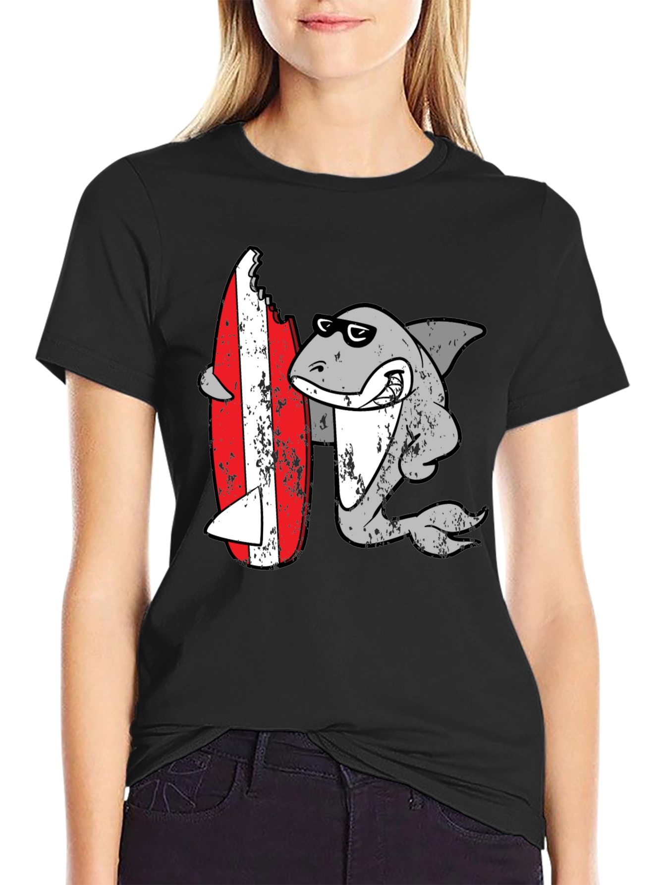 Shark Surfing T-Shirt - Fun Graphic Tee