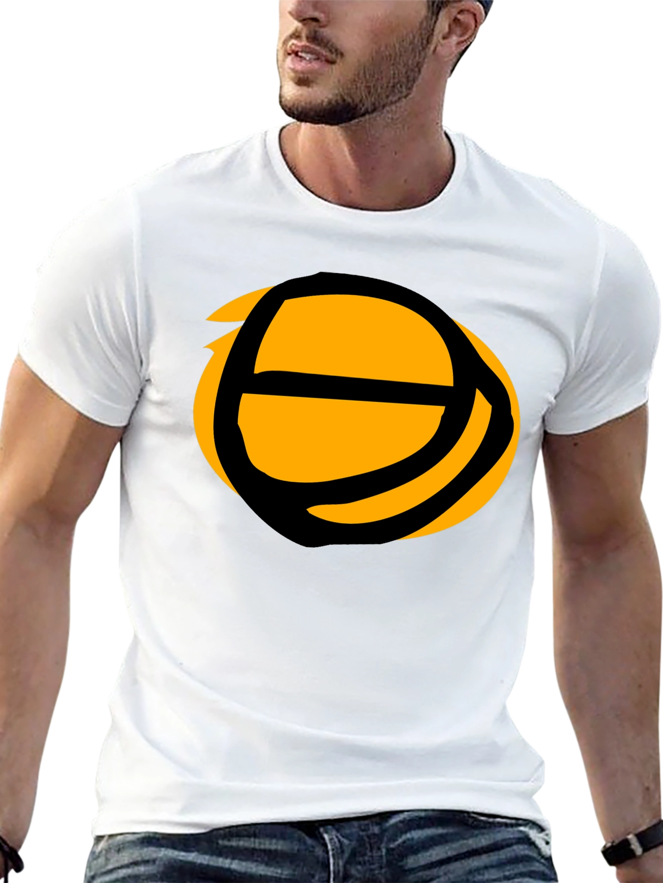 Abstract Basketball Graphic Tee - Black