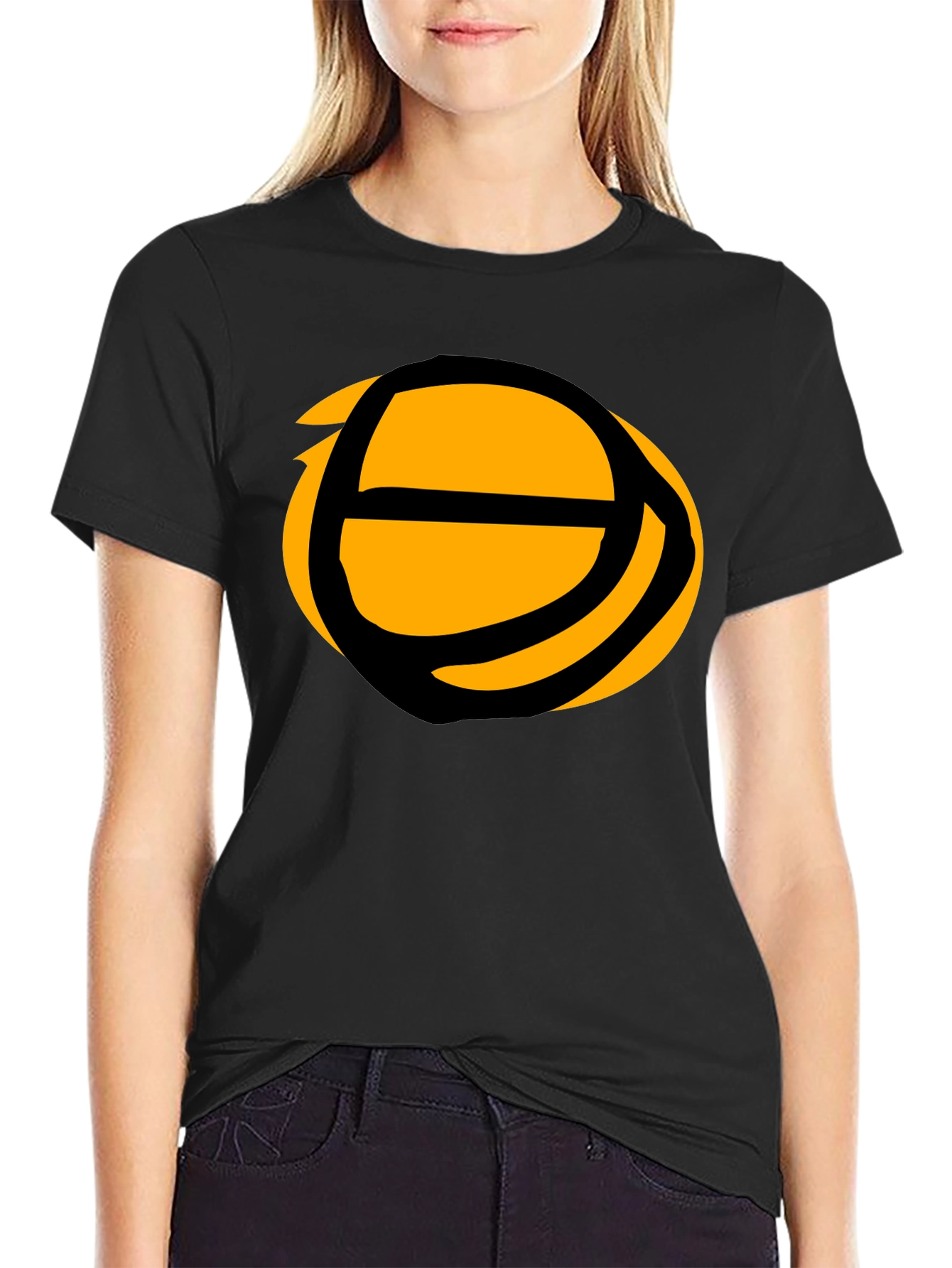 Abstract Basketball Graphic Tee - Black
