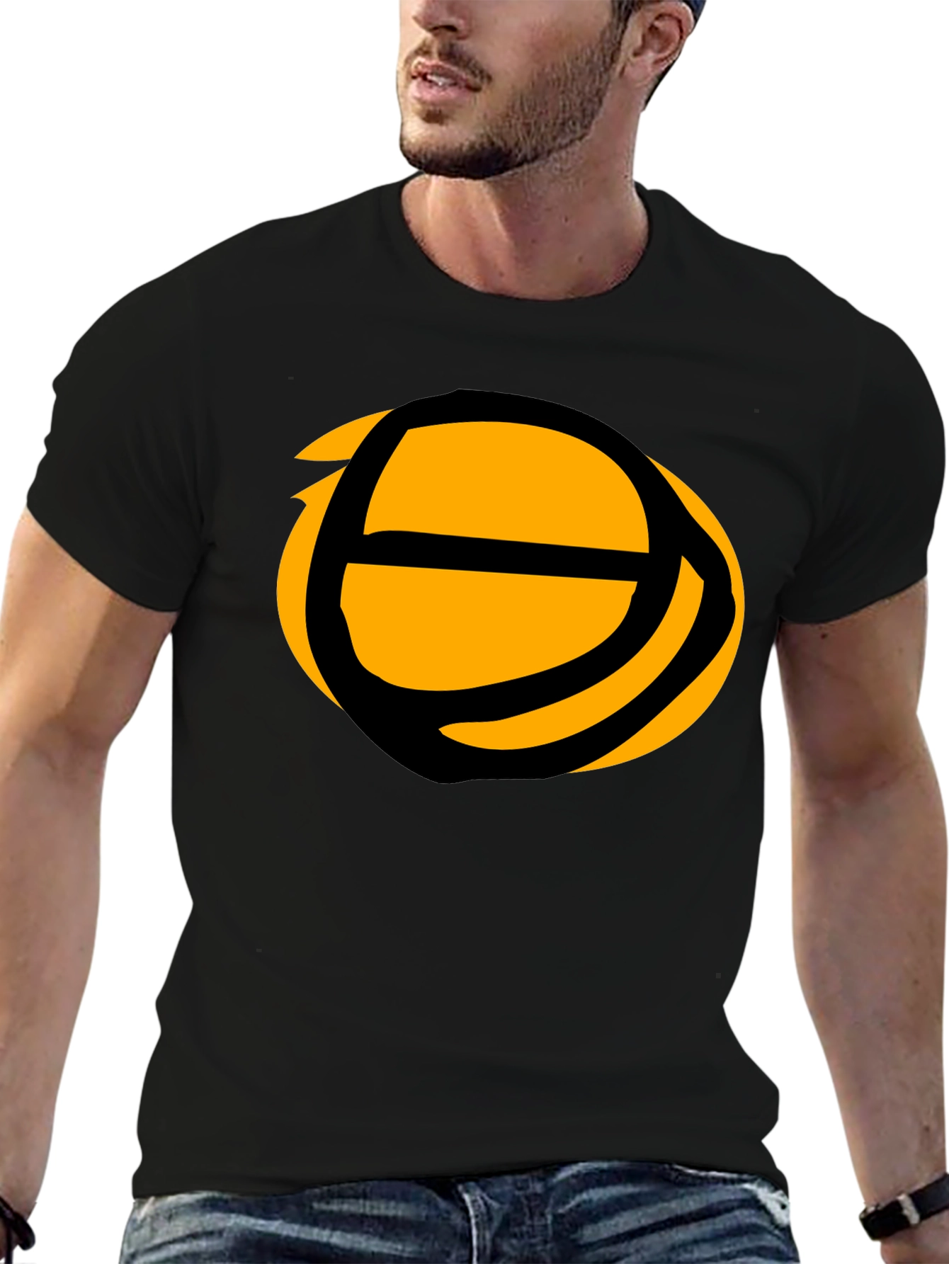 Abstract Basketball Graphic Tee - Black