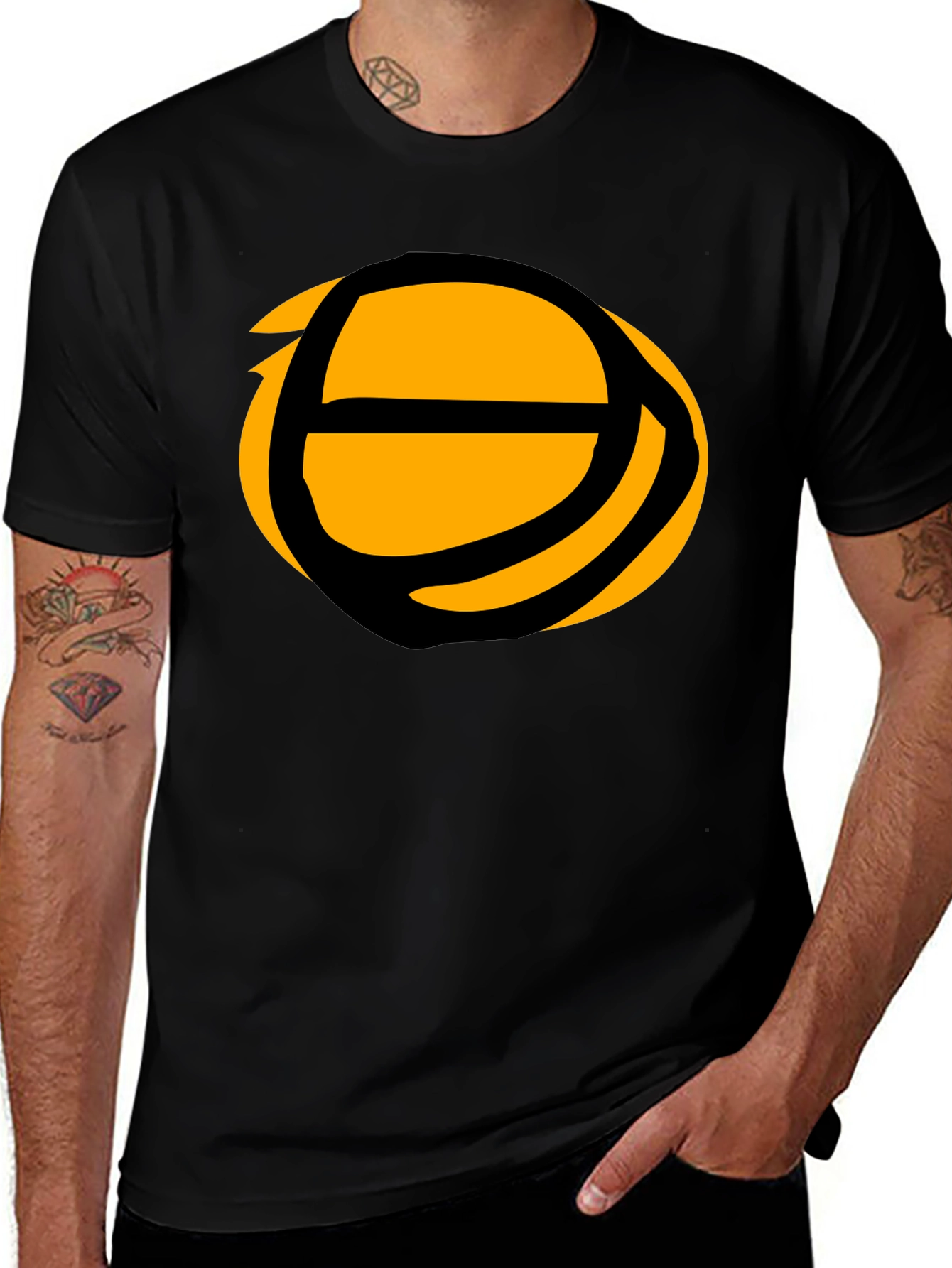 Abstract Basketball Graphic Tee - Black