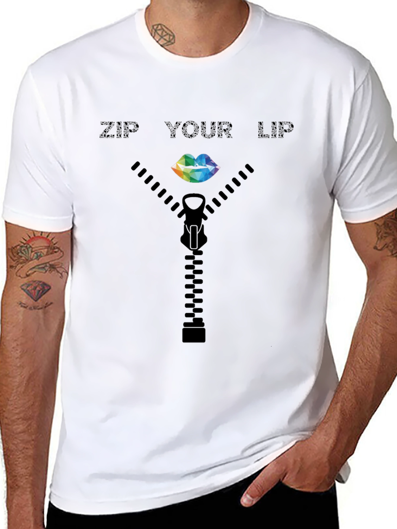 Zip Your Lip T-Shirt - Quirky Graphic Tee