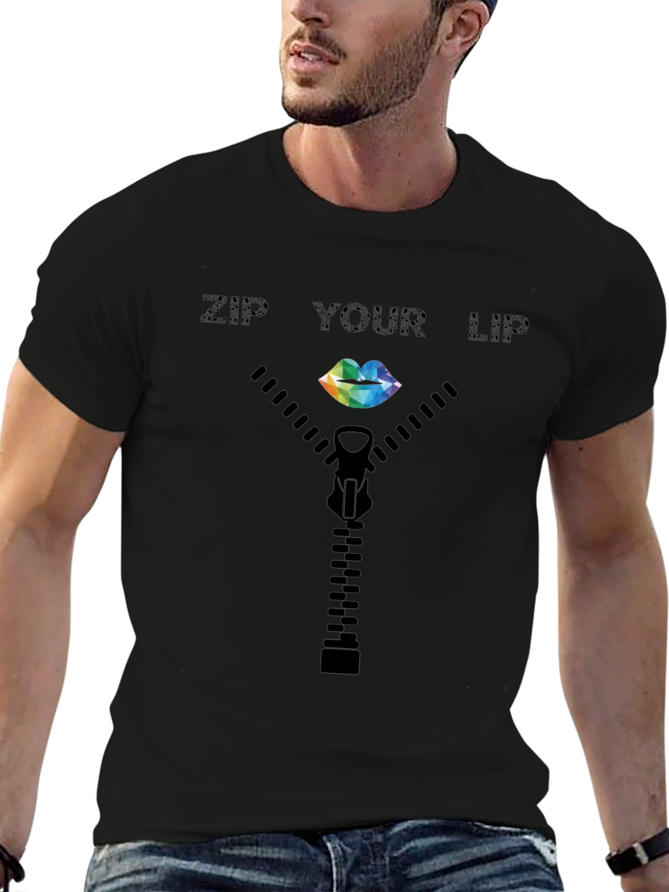 Zip Your Lip T-Shirt - Quirky Graphic Tee