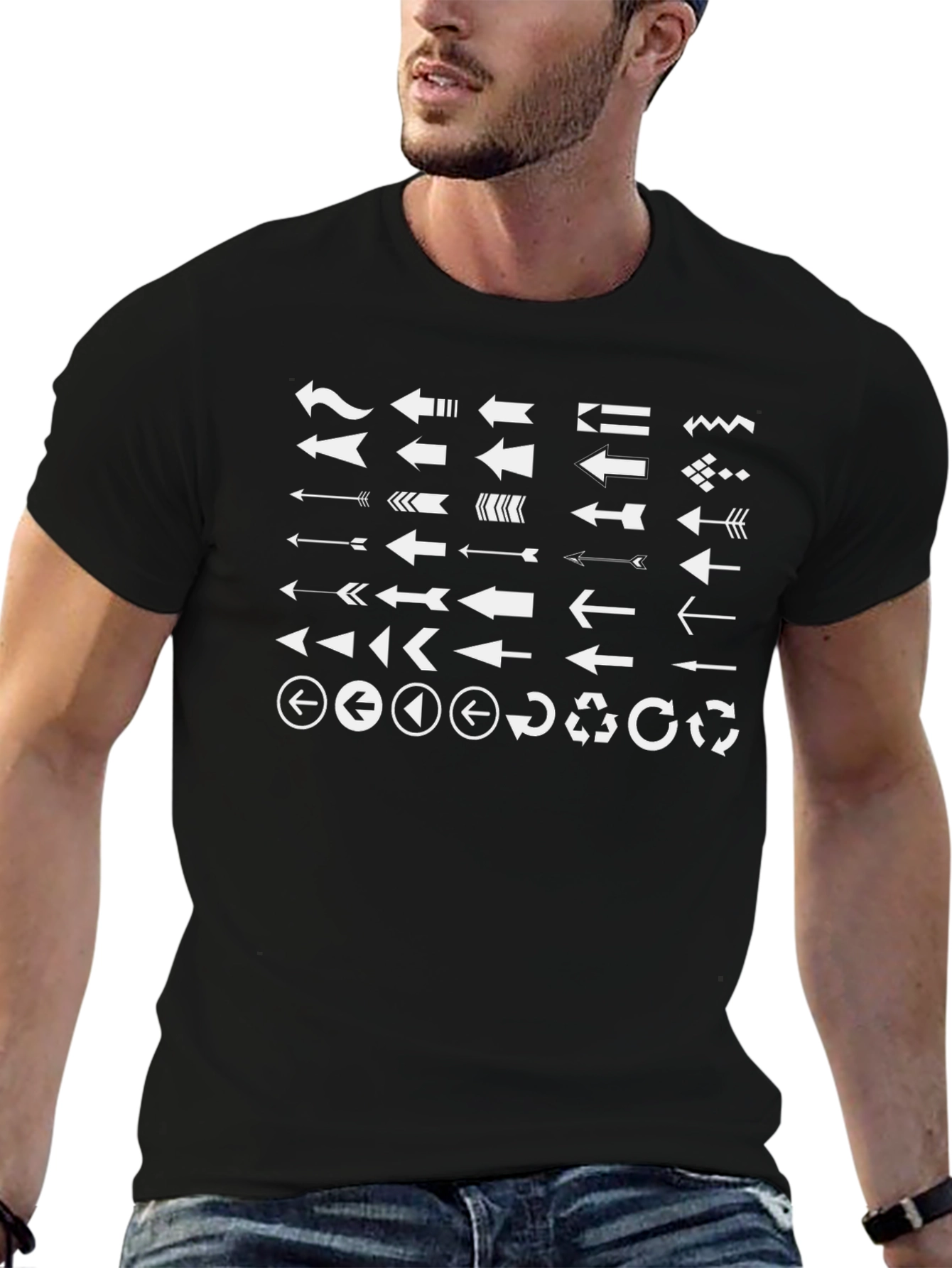 Arrow Graphic Print Black T-Shirt