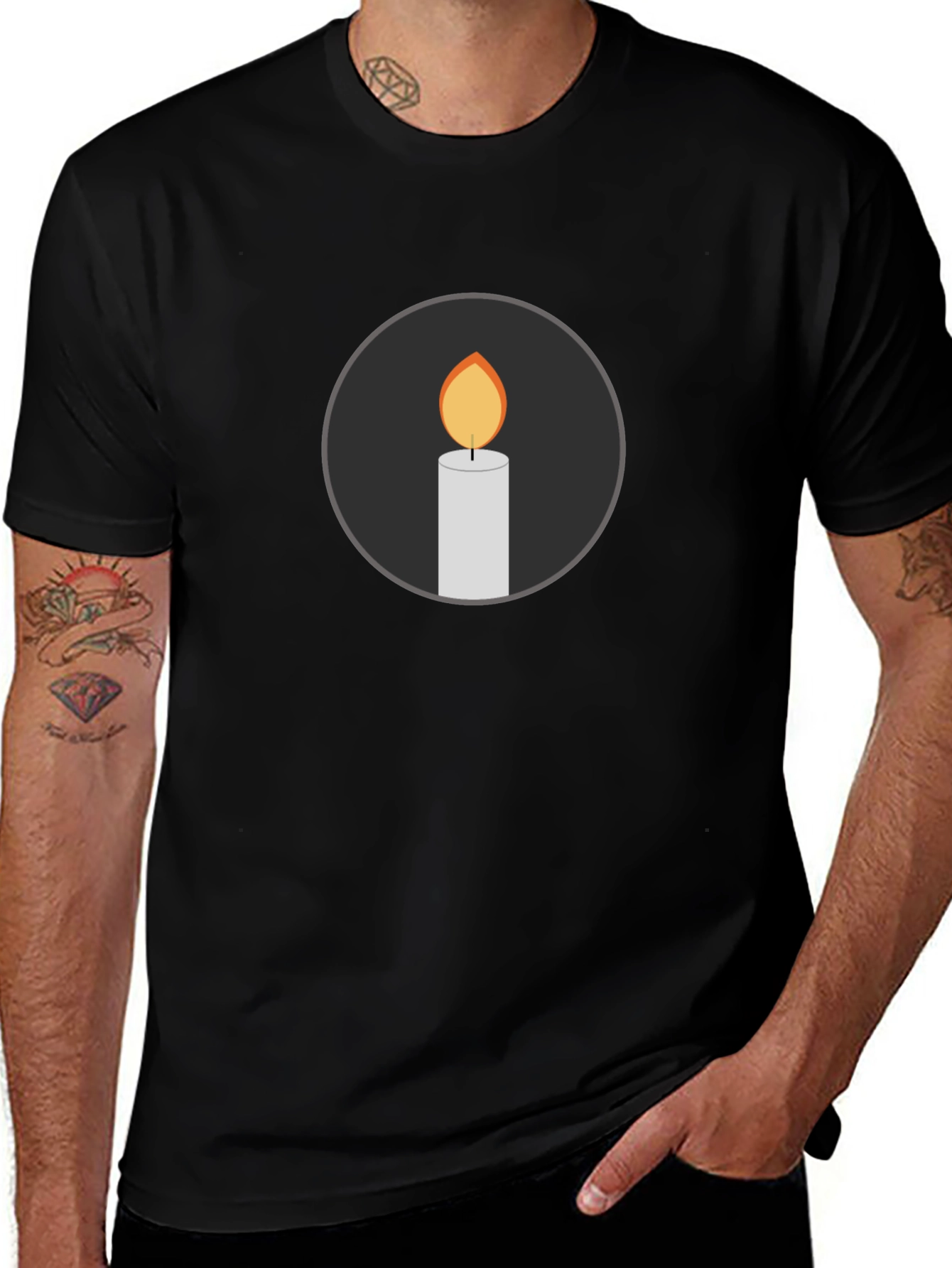 Candle Graphic Black T-Shirt