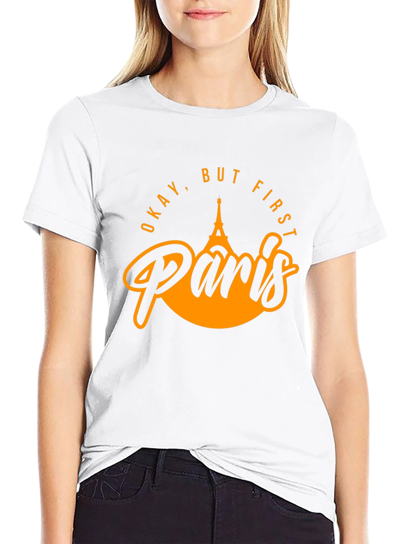 Okay But First Paris Black Graphic Tee